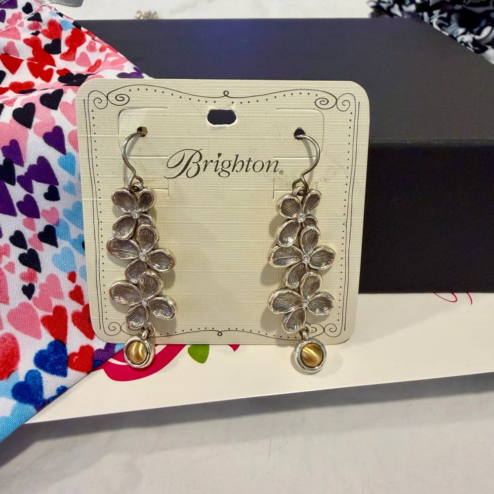 Brighton Everbloom Silver and Gold Leaf Earrings NWT